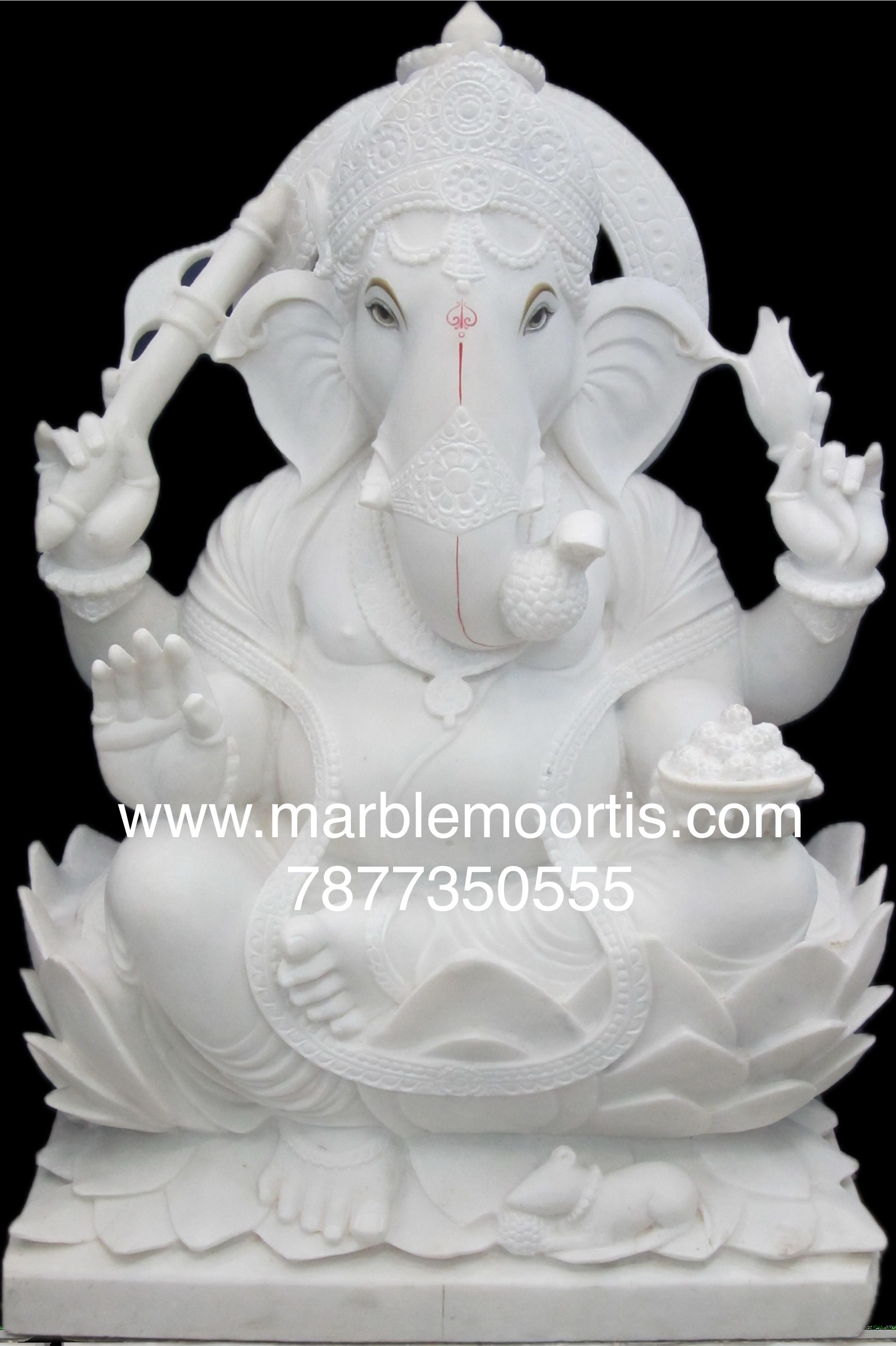 Ganesh Marble Murti — White Ganesha Marble Statue
