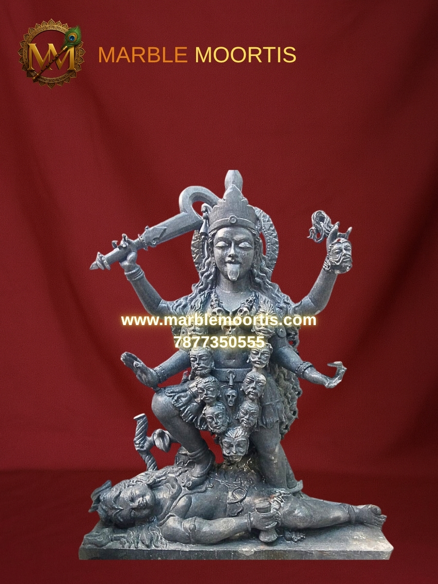 Kali Marble Murti — Black Kali Mata Marble Statue