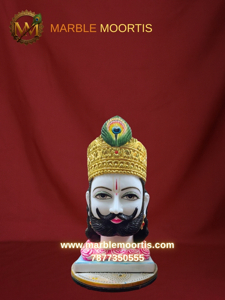 Khatu Shyam Marble Murti — White Khatu Shyam Baba Marble Statue