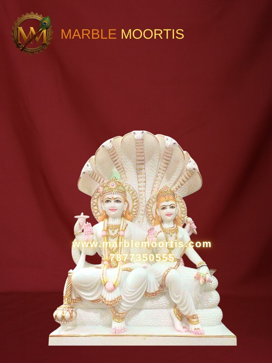 Vishnu Laxmi Marble Murti — Makrana Vishnu Laxmi Marble Murti