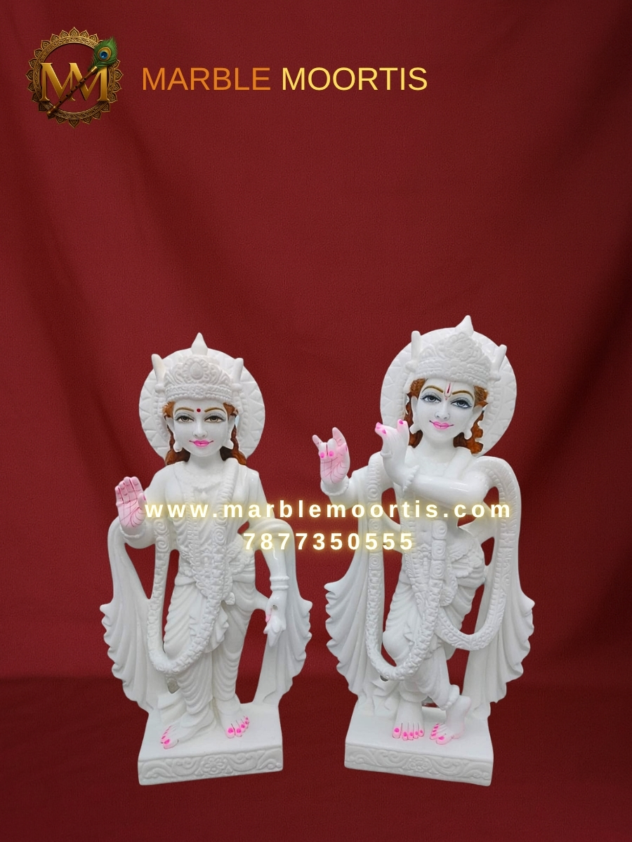 Radha Krishna Marble Murti — Design 34