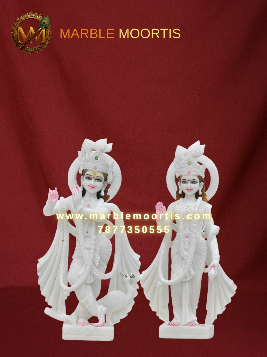 Radha Krishna Marble Murti — Design 36