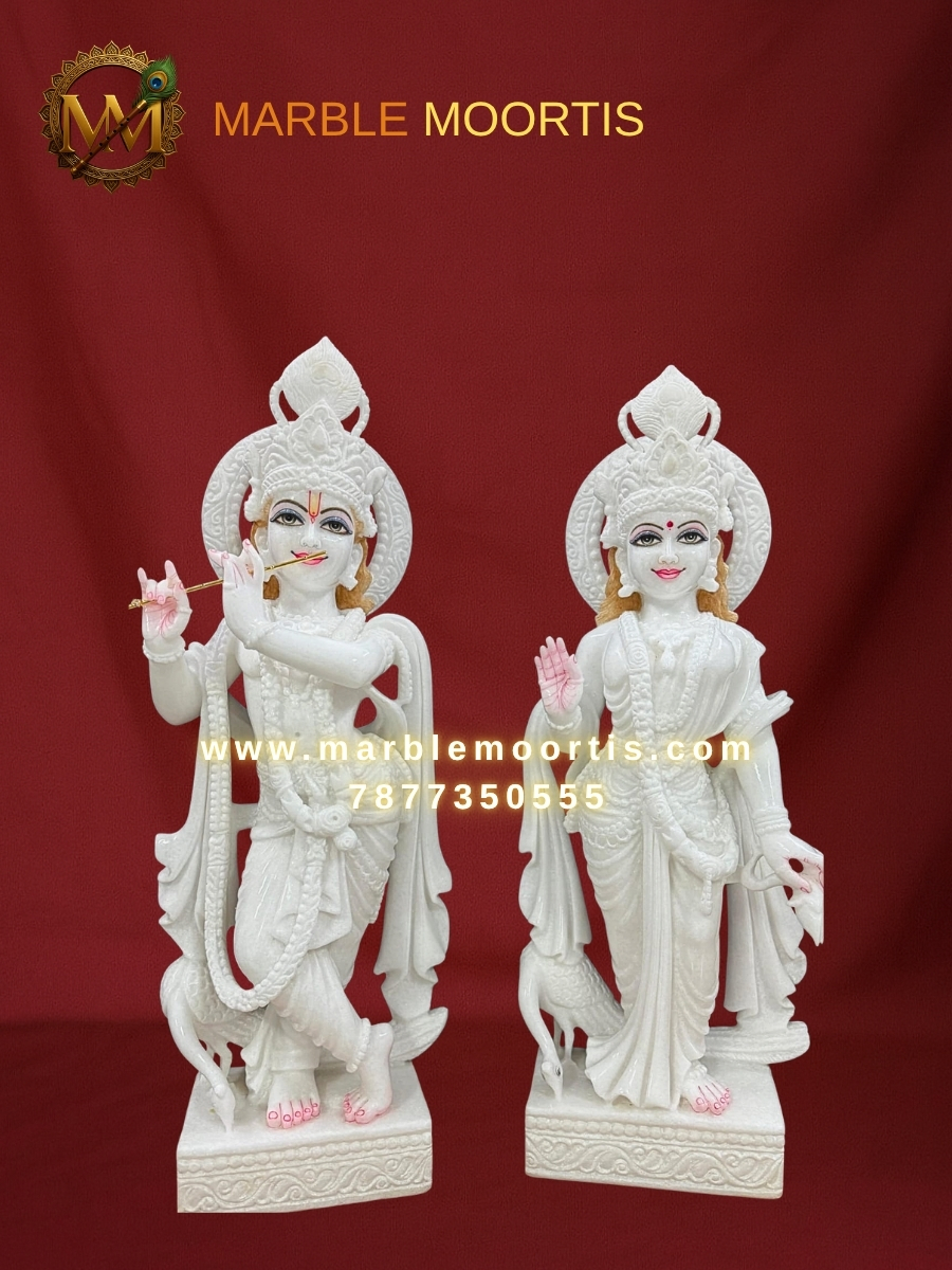 Radha Krishna Marble Murti — Design 38