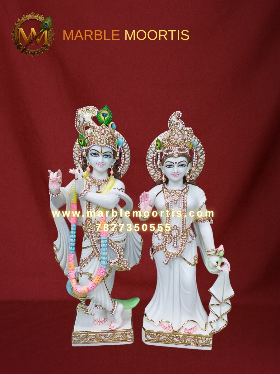 Radha Krishna Marble Murti — Design 41