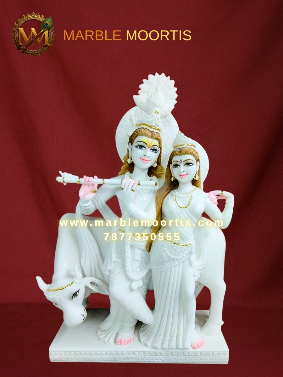 Radha Krishna Marble Murti — Design 44