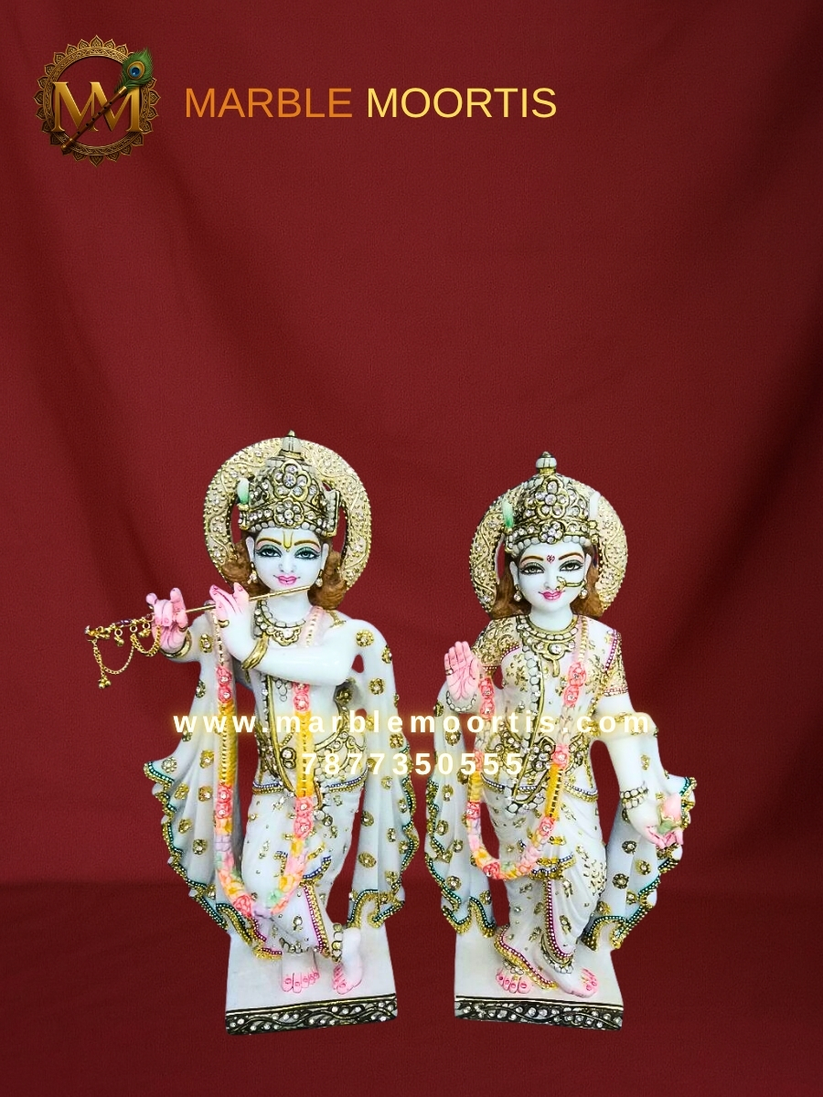 Radha Krishna Marble Murti — Design 46