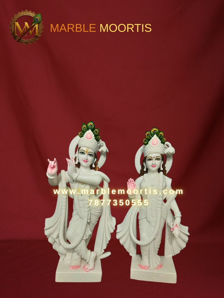 Radha Krishna Marble Murti — Design 48