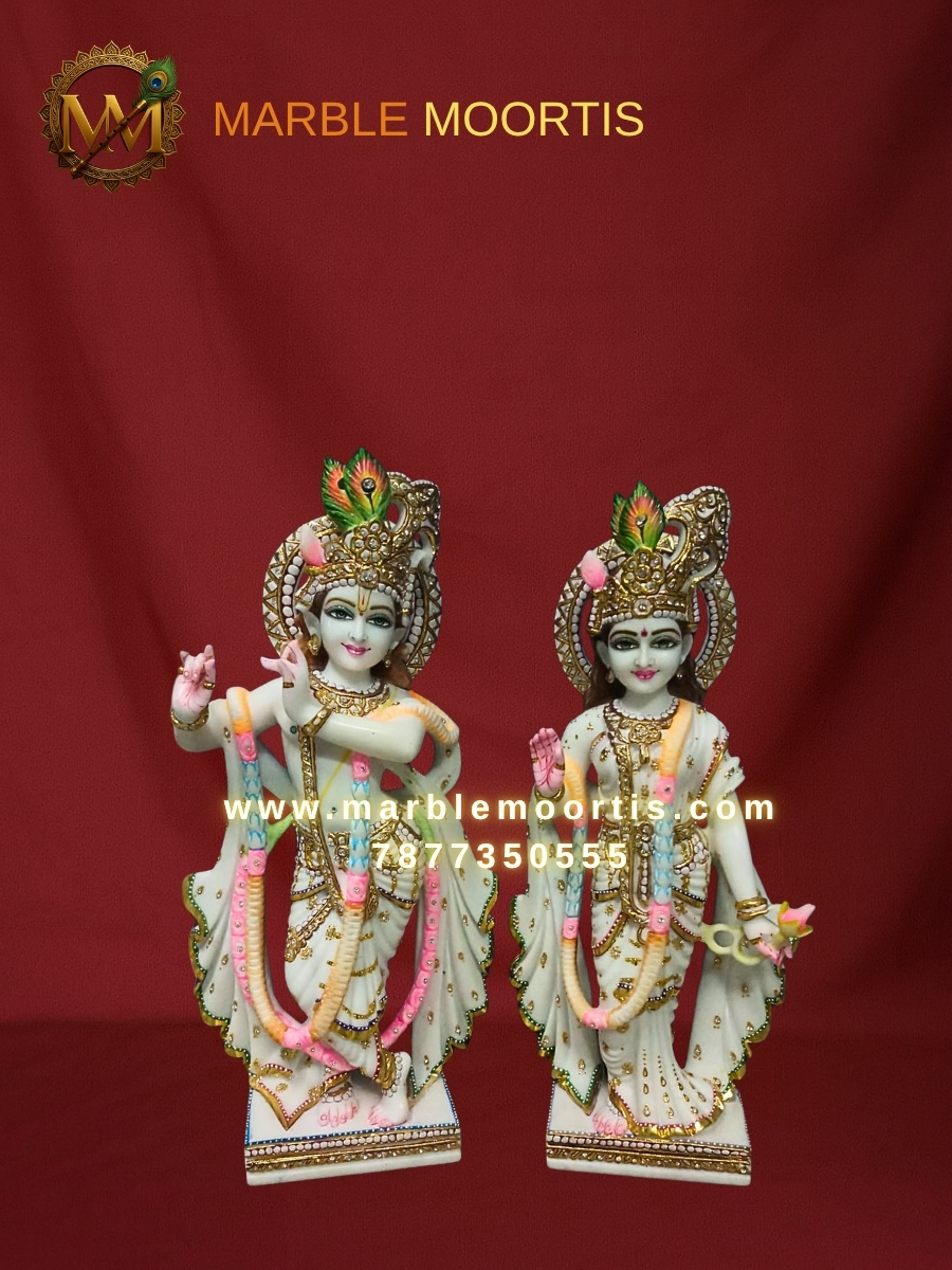 Radha Krishna Marble Murti — Design 50