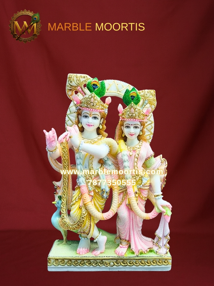 Radha Krishna Marble Murti — Design 60